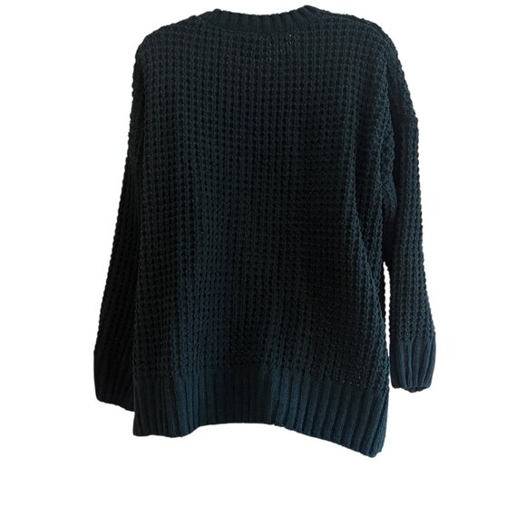 Pink Rose Forest Green Waffle Knit Sweater | M | Cozy Winter Classic - Picture 4 of 9